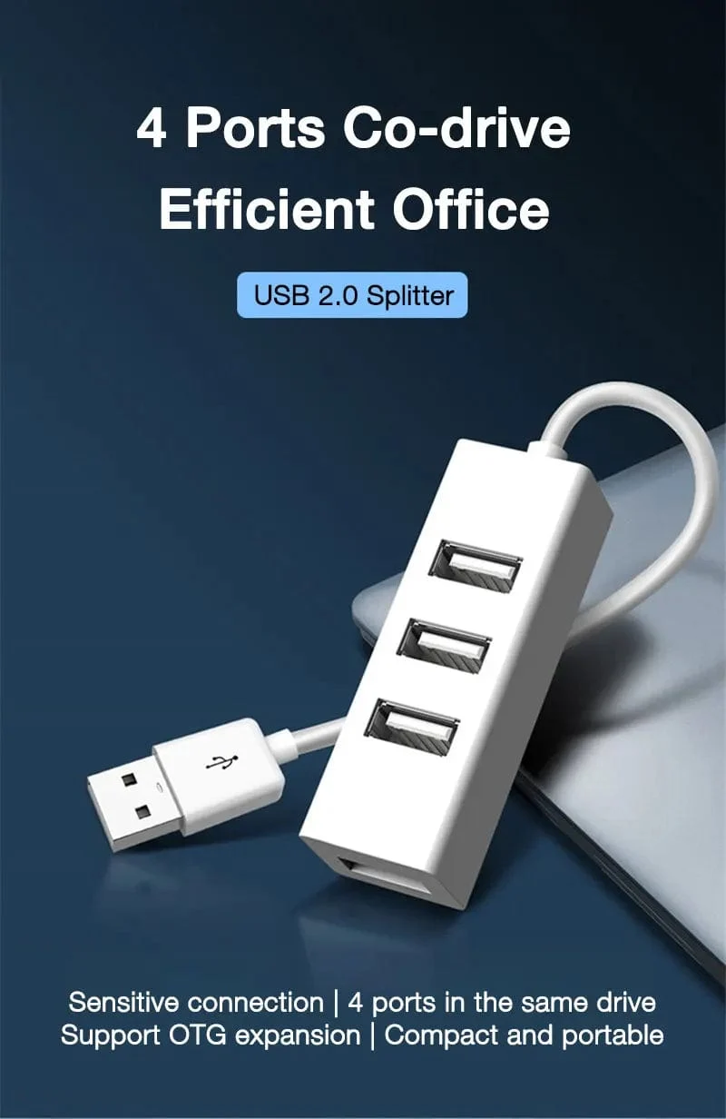 EARDECO High Speed ​​USB HUB Ständer Multi USB Splitter 4 Ports Expander Mehrere USB Expander Computer Zubehör Für Laptop PC
