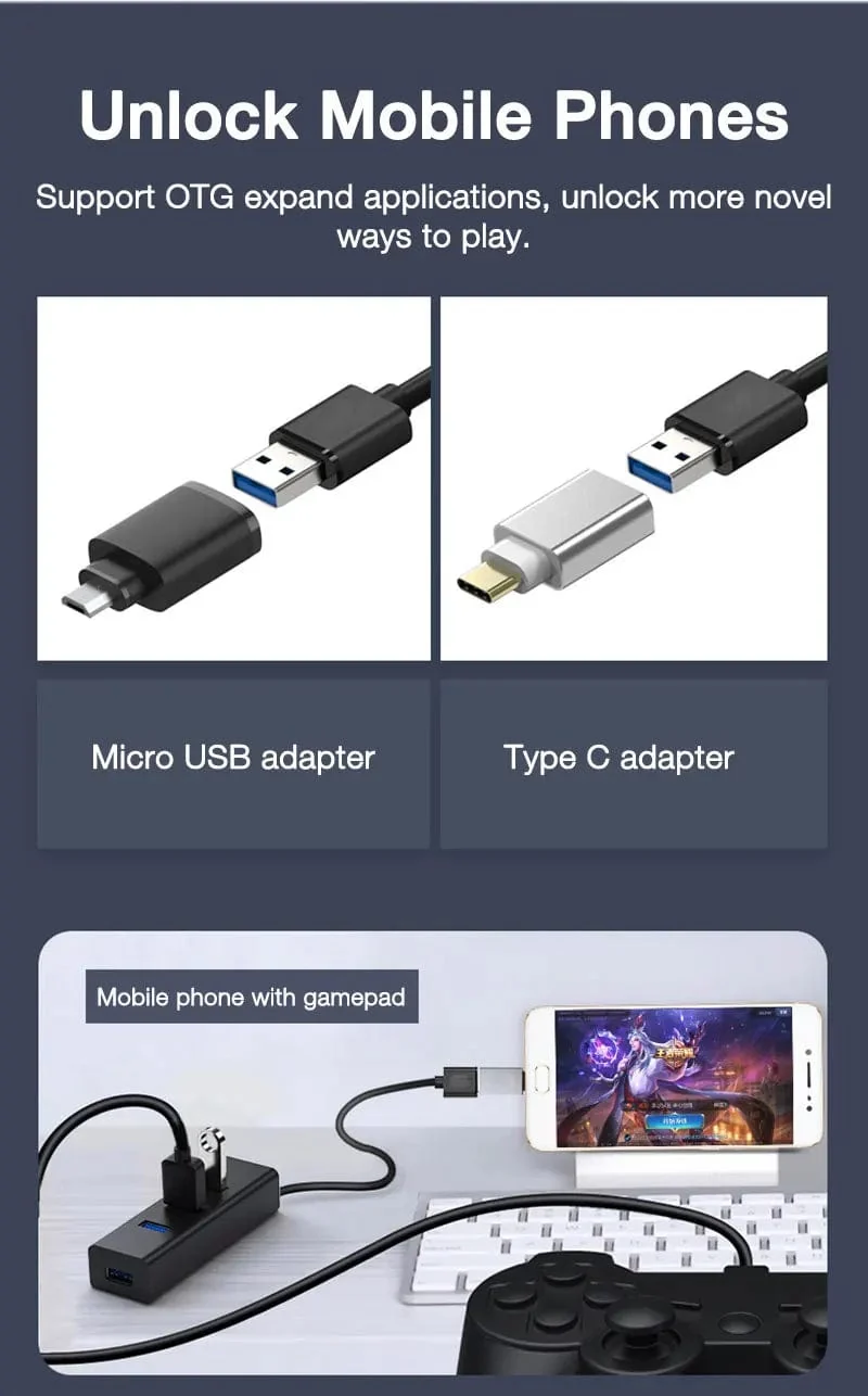 EARDECO High Speed ​​USB HUB Ständer Multi USB Splitter 4 Ports Expander Mehrere USB Expander Computer Zubehör Für Laptop PC