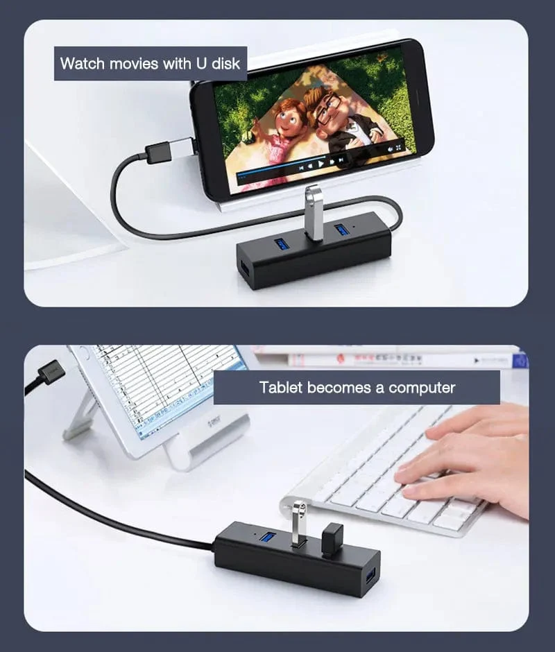 EARDECO High Speed ​​USB HUB Ständer Multi USB Splitter 4 Ports Expander Mehrere USB Expander Computer Zubehör Für Laptop PC