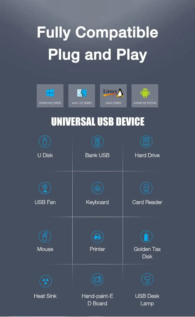 EARDECO High Speed ​​USB HUB Ständer Multi USB Splitter 4 Ports Expander Mehrere USB Expander Computer Zubehör Für Laptop PC