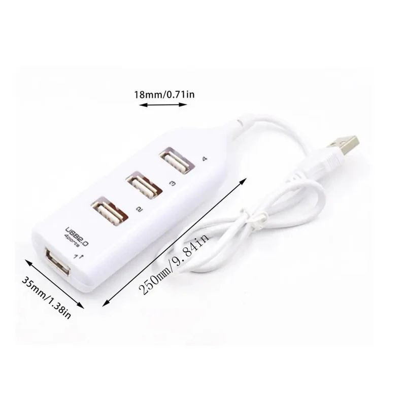 Tragbarer 4-Port-Multi-USB-Hub-Splitter, Hochgeschwindigkeits-USB 2.0-Mehrfach-Expander-Adapter für PC-Laptop-Notebook-Computerzubehör
