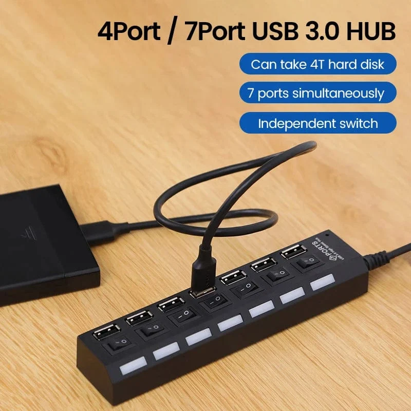 OLAF USB HUB 2.0 4/7 Port Mehrere Expander USB 2.0 Hub mit Schalter Multi USB Splitter Hub Verwenden Netzteil Computer Zubehör