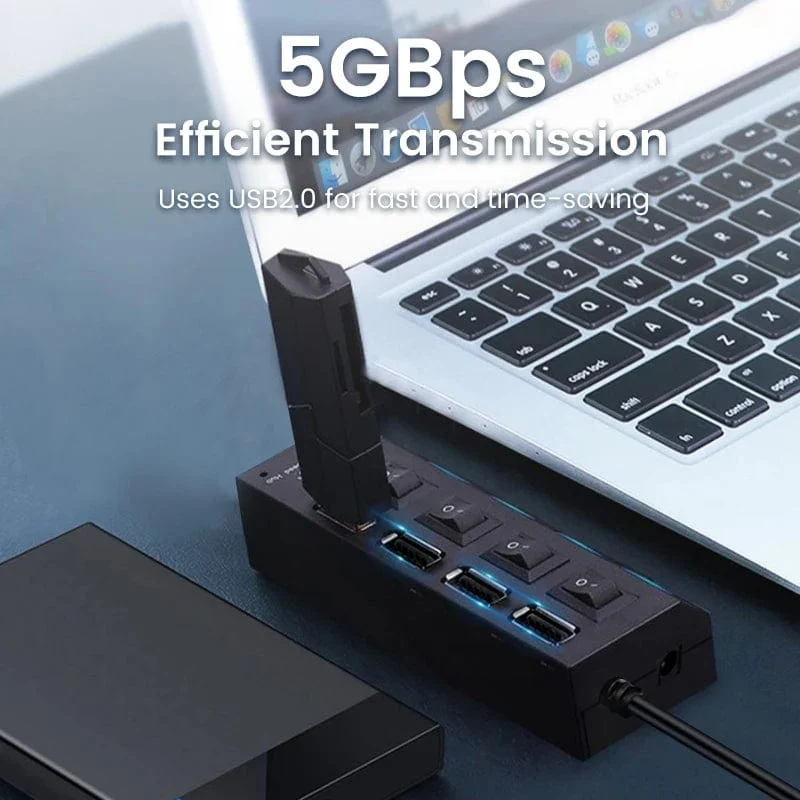 OLAF USB HUB 2.0 4/7 Port Mehrere Expander USB 2.0 Hub mit Schalter Multi USB Splitter Hub Verwenden Netzteil Computer Zubehör
