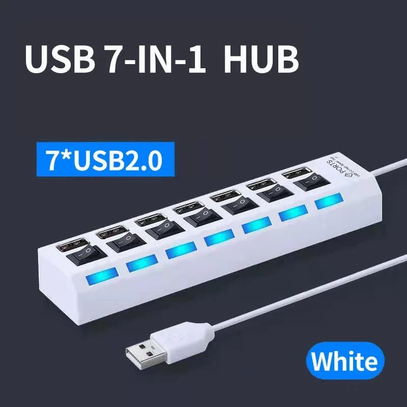 OLAF USB HUB 2.0 4/7 Port Mehrere Expander USB 2.0 Hub mit Schalter Multi USB Splitter Hub Verwenden Netzteil Computer Zubehör