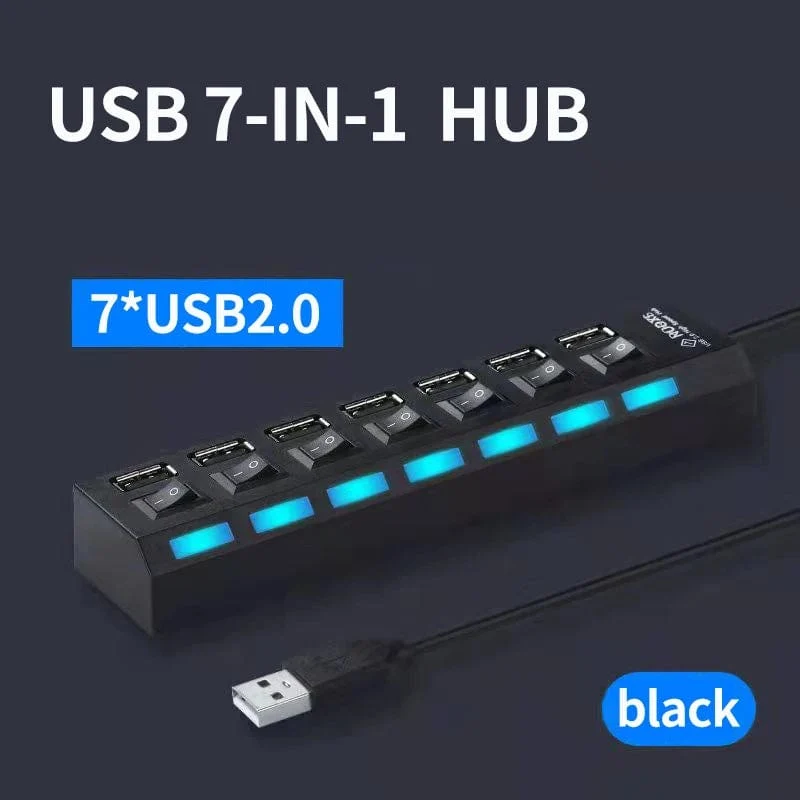 OLAF USB HUB 2.0 4/7 Port Mehrere Expander USB 2.0 Hub mit Schalter Multi USB Splitter Hub Verwenden Netzteil Computer Zubehör