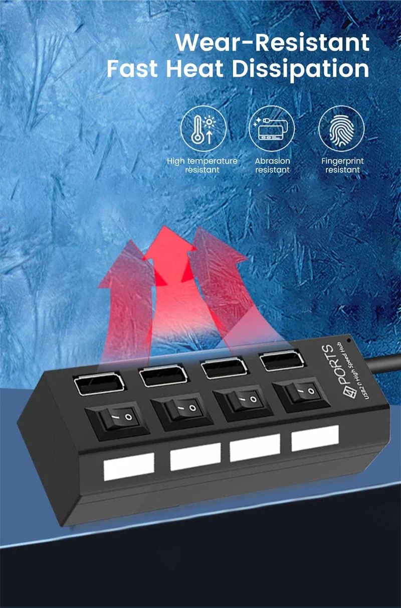 OLAF USB HUB 2.0 4/7 Port Mehrere Expander USB 2.0 Hub mit Schalter Multi USB Splitter Hub Verwenden Netzteil Computer Zubehör