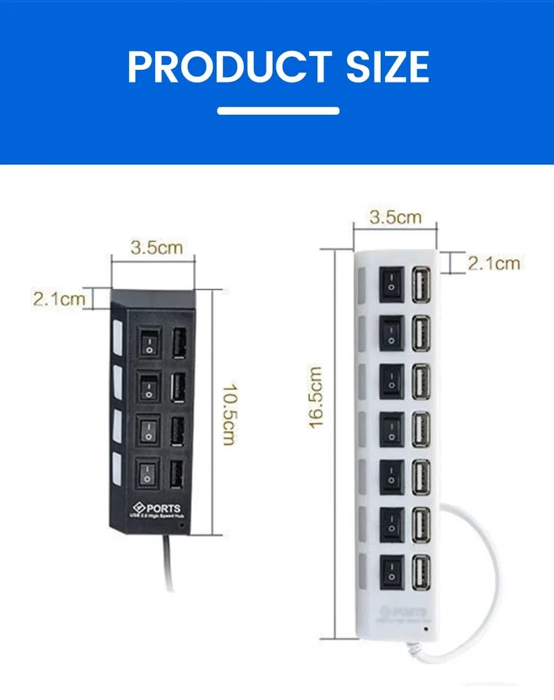 OLAF USB HUB 2.0 4/7 Port Mehrere Expander USB 2.0 Hub mit Schalter Multi USB Splitter Hub Verwenden Netzteil Computer Zubehör