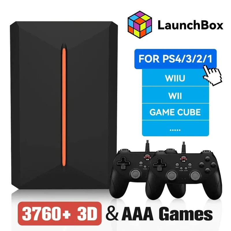 Über 3760 3D/AAA-Spiele für PS4/PS3/PS2/Switch/WII/WIIU/N64/DC usw. Tragbare externe 500-GB-Gaming-Festplatte von Launchbox für Windows-PC