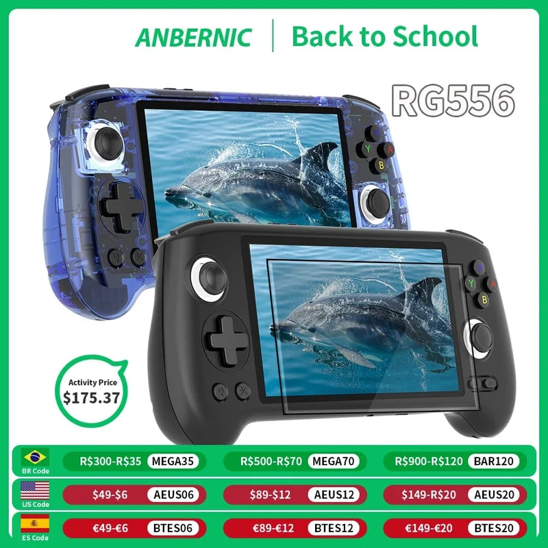 ANBERNIC RG556 Handheld-Spielkonsole Unisoc T820 Android 13 5.48 Zoll AMOLED-Bildschirm 5500 mAh WIFI Bluetooth Retro-Videoplayer