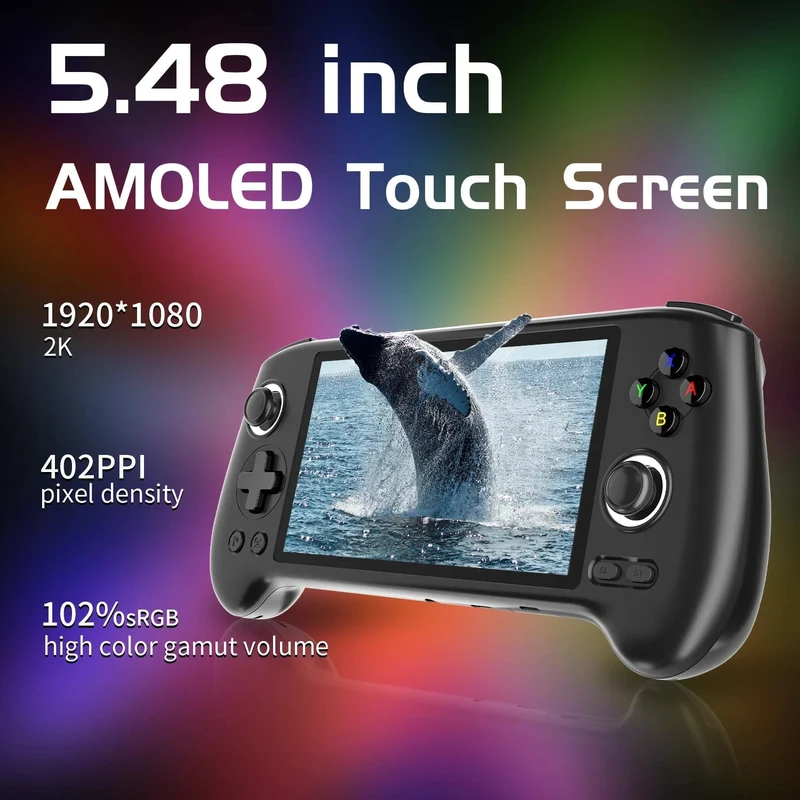 ANBERNIC RG556 Handheld-Spielkonsole Unisoc T820 Android 13 5.48 Zoll AMOLED-Bildschirm 5500 mAh WIFI Bluetooth Retro-Videoplayer