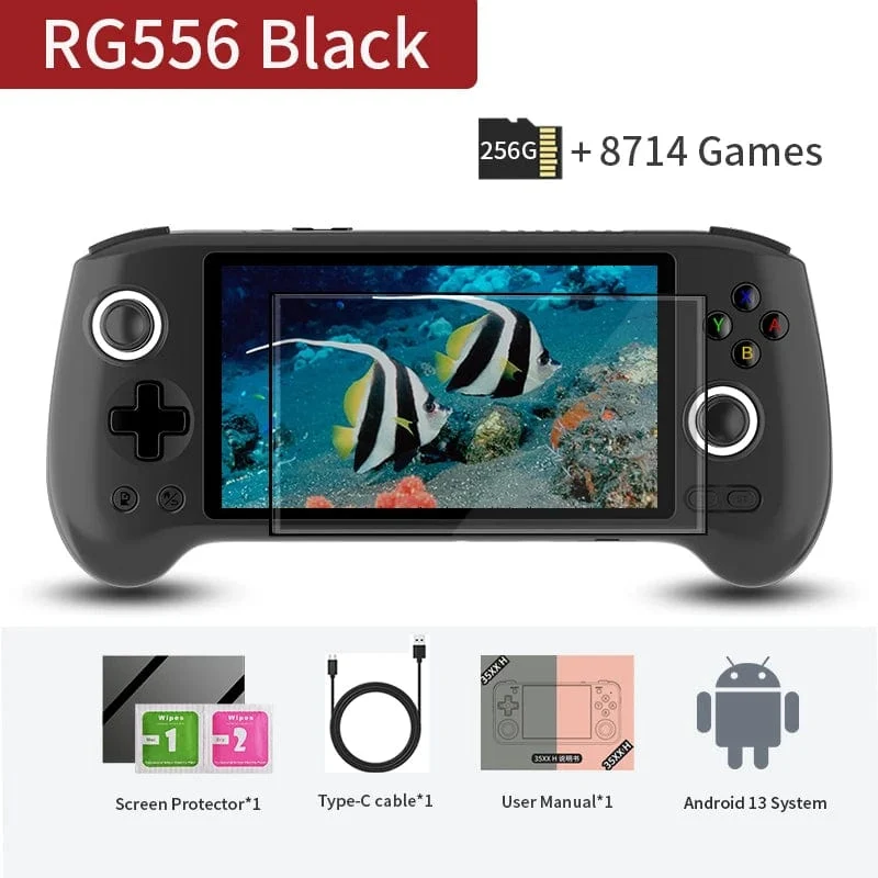 ANBERNIC RG556 Handheld-Spielkonsole Unisoc T820 Android 13 5.48 Zoll AMOLED-Bildschirm 5500 mAh WIFI Bluetooth Retro-Videoplayer