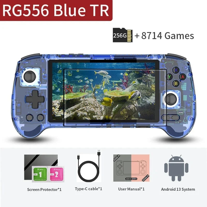 ANBERNIC RG556 Handheld-Spielkonsole Unisoc T820 Android 13 5.48 Zoll AMOLED-Bildschirm 5500 mAh WIFI Bluetooth Retro-Videoplayer
