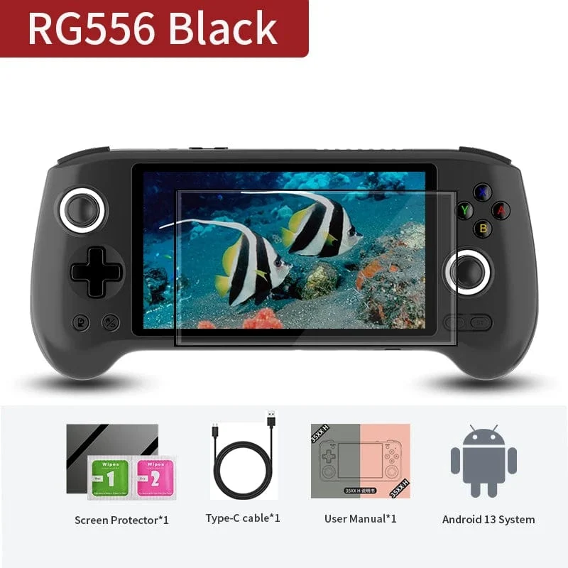 ANBERNIC RG556 Handheld-Spielkonsole Unisoc T820 Android 13 5.48 Zoll AMOLED-Bildschirm 5500 mAh WIFI Bluetooth Retro-Videoplayer
