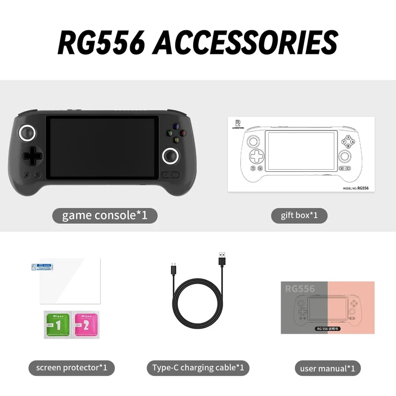 ANBERNIC RG556 Handheld-Spielkonsole Unisoc T820 Android 13 5.48 Zoll AMOLED-Bildschirm 5500 mAh WIFI Bluetooth Retro-Videoplayer