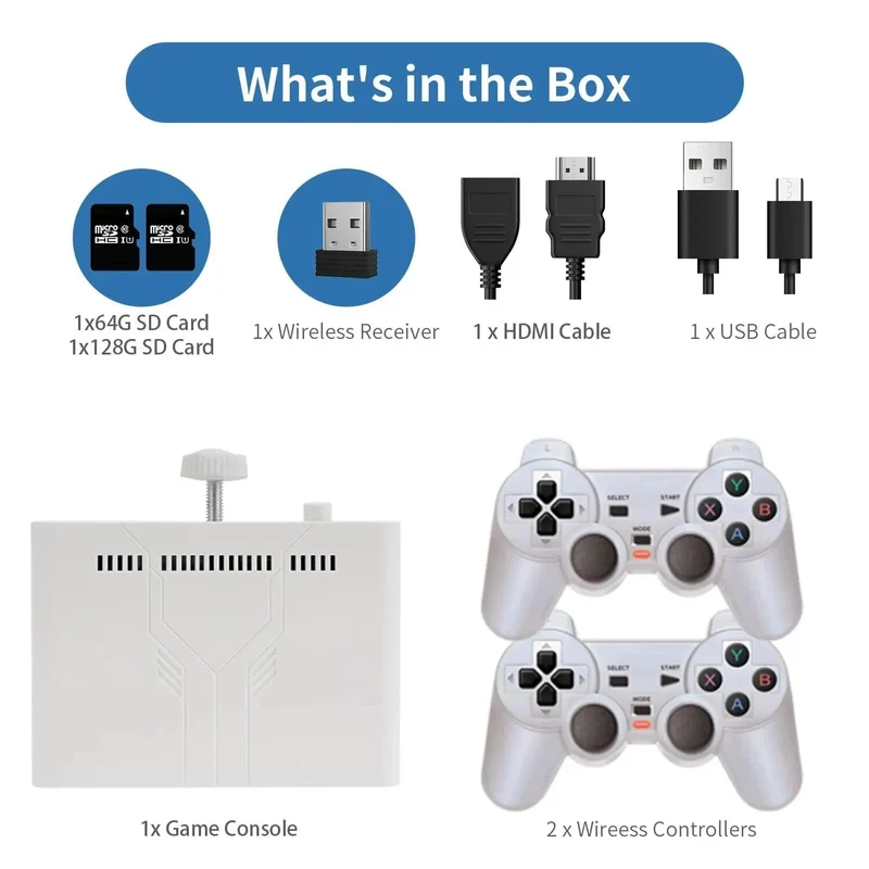 Ampown Y7 Videospielkonsole Linux-System 256G Eingebaute 12000 Spiele Wiederaufladbarer kabelloser Griff Verbindung mit geringer Latenz Spieler Geschenk