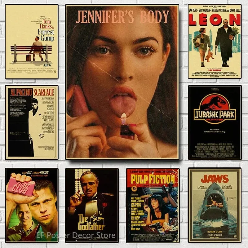 Klassische Filmplakate drucken, Vintage-Kunst für Zuhause, Wanddekoration, Jennifer's Body/Der weiße Hai/Leon, Kinogemälde, nostalgische Drucke