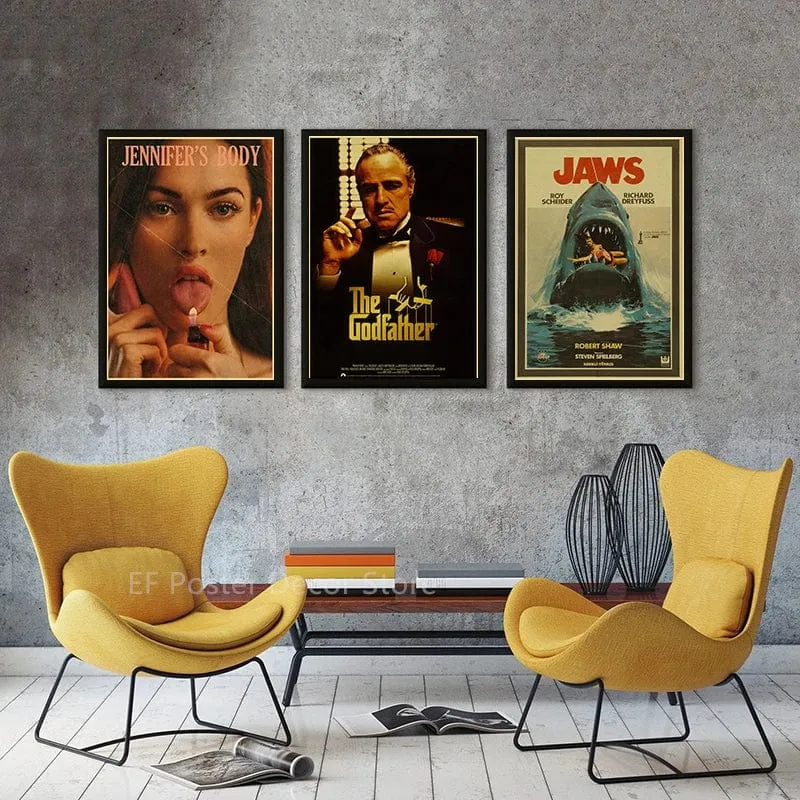 Klassische Filmplakate drucken, Vintage-Kunst für Zuhause, Wanddekoration, Jennifer's Body/Der weiße Hai/Leon, Kinogemälde, nostalgische Drucke
