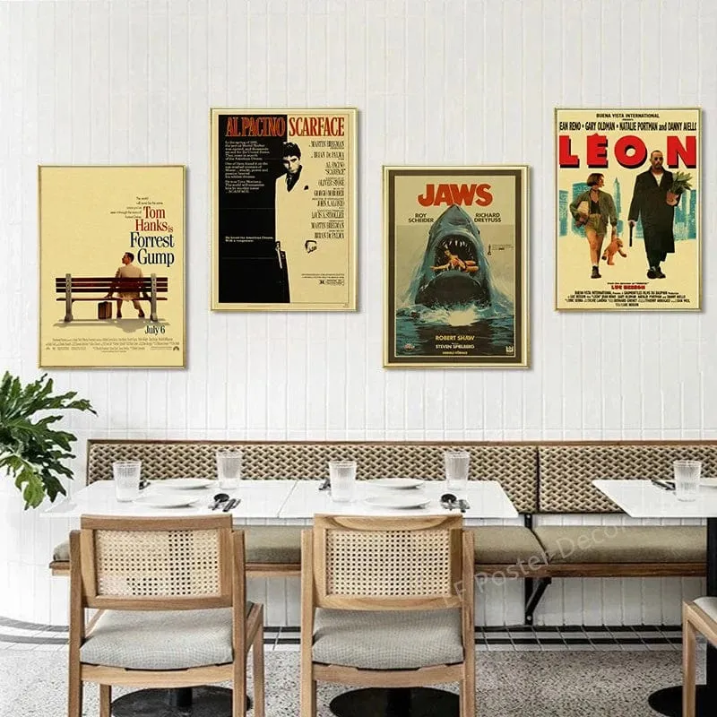 Klassische Filmplakate drucken, Vintage-Kunst für Zuhause, Wanddekoration, Jennifer's Body/Der weiße Hai/Leon, Kinogemälde, nostalgische Drucke