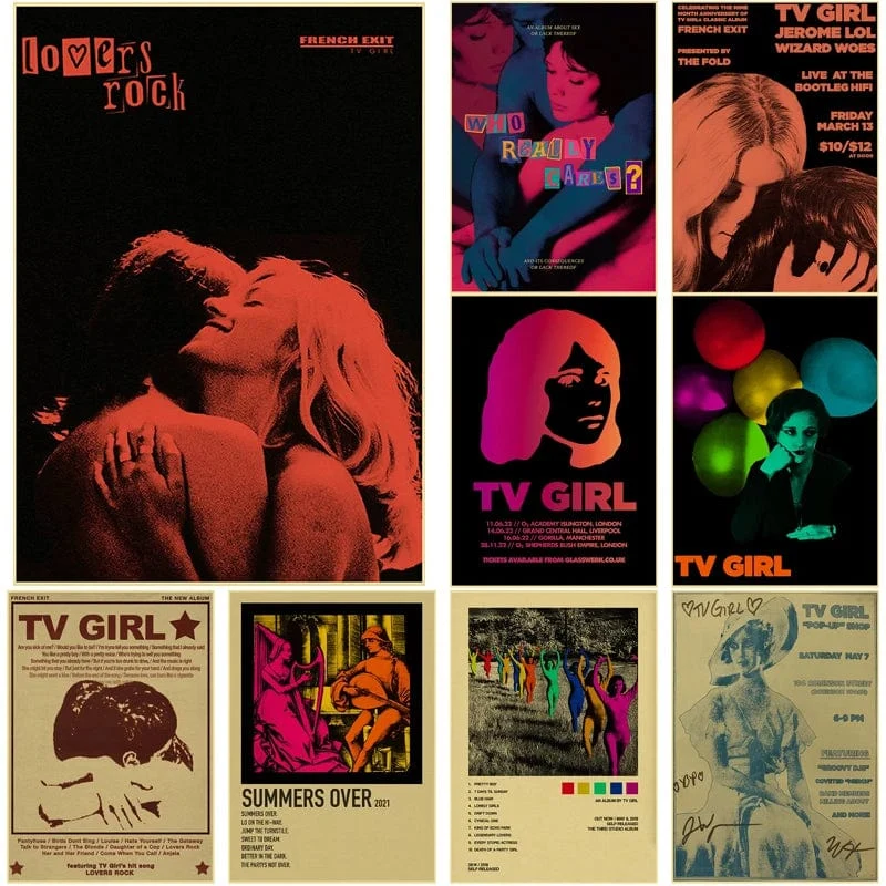 TV Girl Poster Retro Kraftpapier Drucke Lovers Rock Vintage Poster Wand Kunst Malerei Studie Hause Wohnzimmer Dekoration Bild