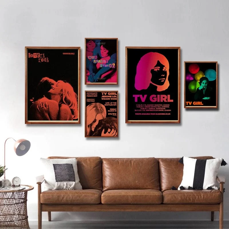 TV Girl Poster Retro Kraftpapier Drucke Lovers Rock Vintage Poster Wand Kunst Malerei Studie Hause Wohnzimmer Dekoration Bild