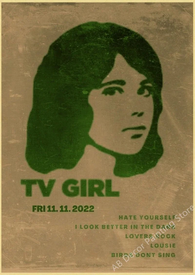 TV Girl Poster Retro Kraftpapier Drucke Lovers Rock Vintage Poster Wand Kunst Malerei Studie Hause Wohnzimmer Dekoration Bild