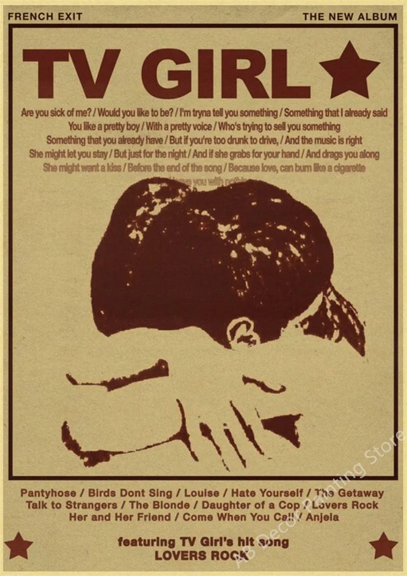 TV Girl Poster Retro Kraftpapier Drucke Lovers Rock Vintage Poster Wand Kunst Malerei Studie Hause Wohnzimmer Dekoration Bild