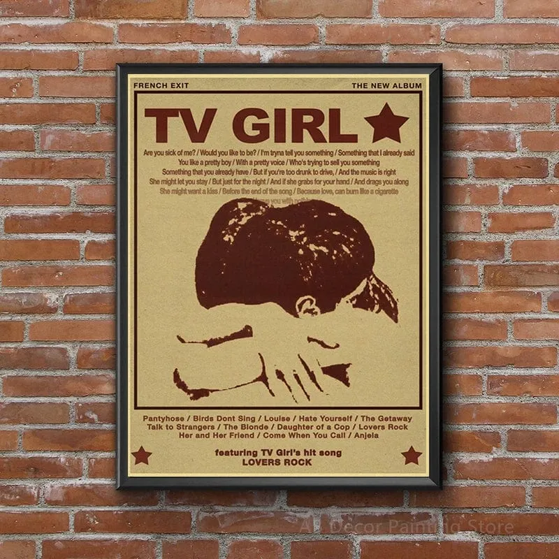 TV Girl Poster Retro Kraftpapier Drucke Lovers Rock Vintage Poster Wand Kunst Malerei Studie Hause Wohnzimmer Dekoration Bild