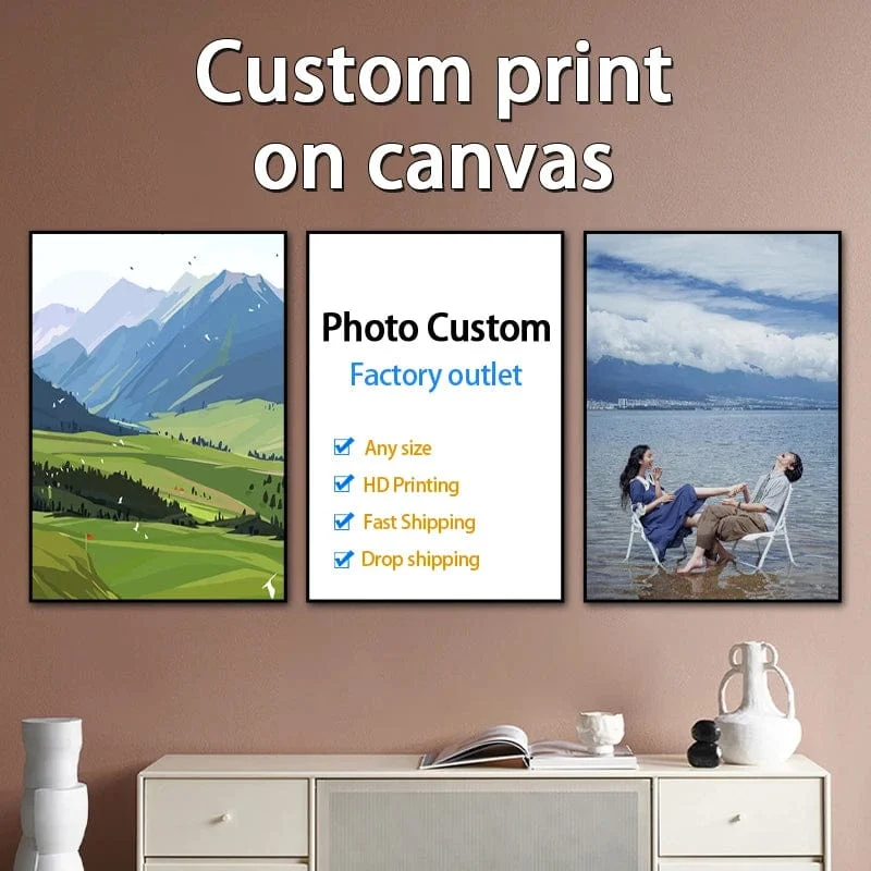 YWDECOR Benutzerdefinierte Malerei Leinwand HD-Druck Individuelles Bild Personalisierte Wandkunst Poster Fotos für Wohnzimmer Wohnkultur