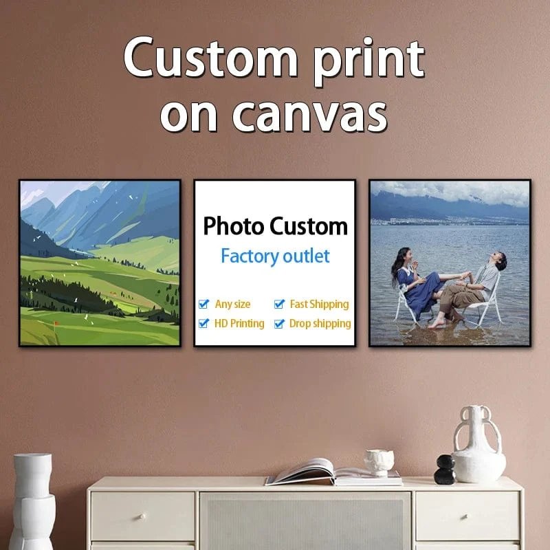 YWDECOR Benutzerdefinierte Malerei Leinwand HD-Druck Individuelles Bild Personalisierte Wandkunst Poster Fotos für Wohnzimmer Wohnkultur