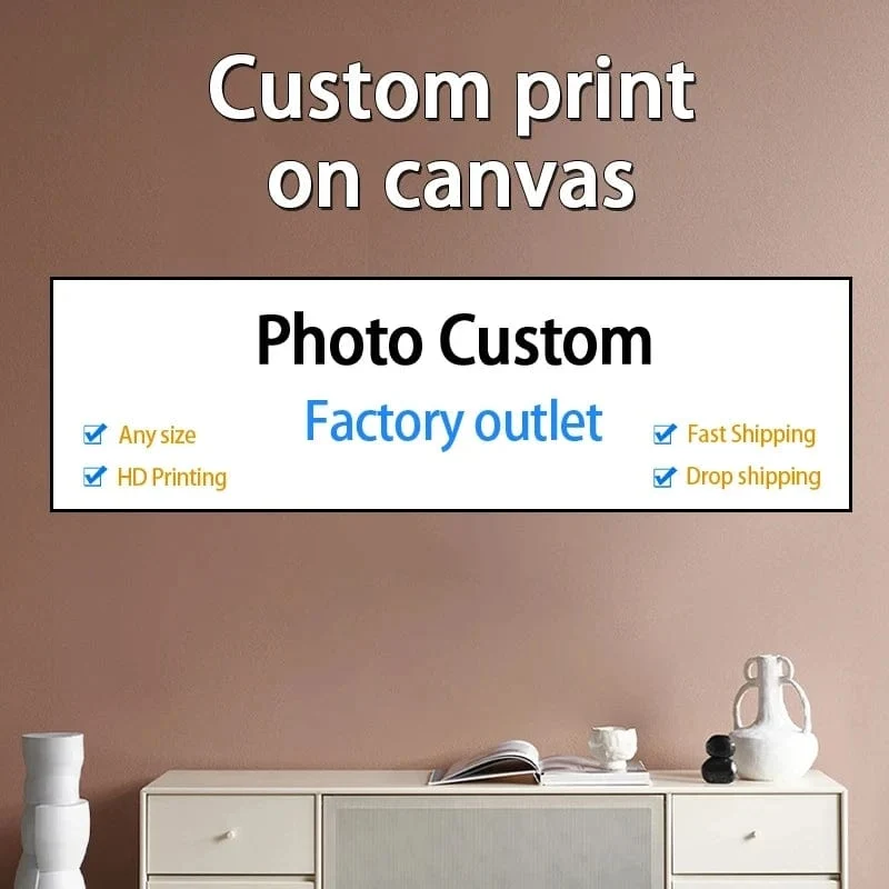 YWDECOR Benutzerdefinierte Malerei Leinwand HD-Druck Individuelles Bild Personalisierte Wandkunst Poster Fotos für Wohnzimmer Wohnkultur