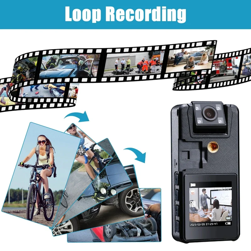 Vandlion A39 Full 1080P HD Minikamera 3000 mAh Camcorder Body Mount Cam Kleine 180° drehbare Fahrradkamera Sport-DV Auto-DVR Webcam