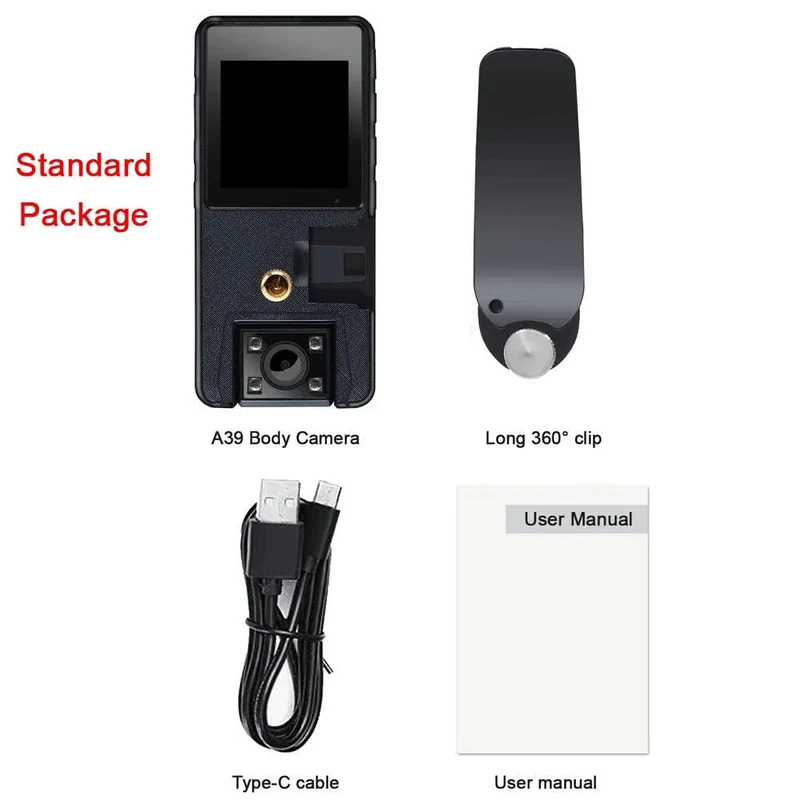 Vandlion A39 Full 1080P HD Minikamera 3000 mAh Camcorder Body Mount Cam Kleine 180° drehbare Fahrradkamera Sport-DV Auto-DVR Webcam