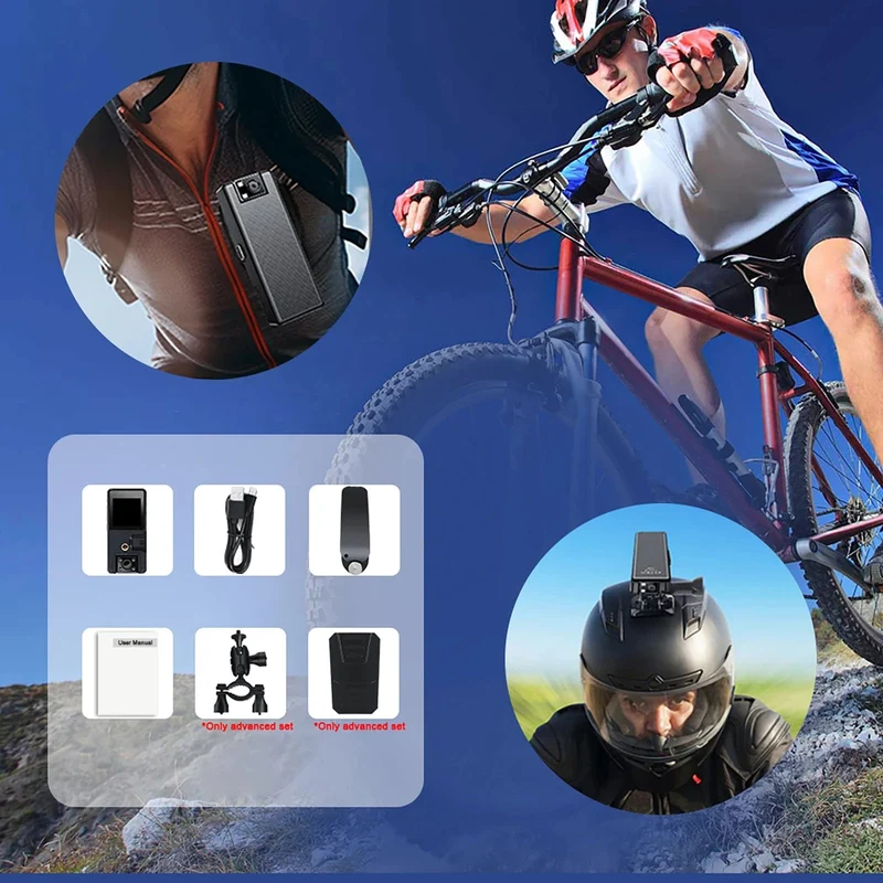 Vandlion A39 Full 1080P HD Minikamera 3000 mAh Camcorder Body Mount Cam Kleine 180° drehbare Fahrradkamera Sport-DV Auto-DVR Webcam
