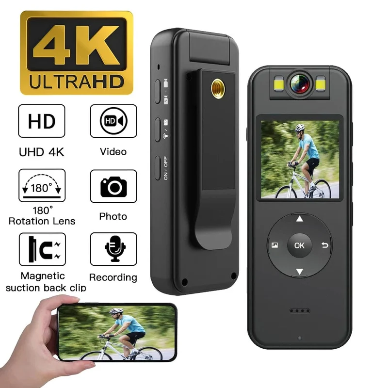 Ultra HD 4K Mini-Kamera WiFi Tragbarer kleiner digitaler Videorecorder Polizei BodyCam Infrarot-Nachtsicht-Miniatur-Camcorder