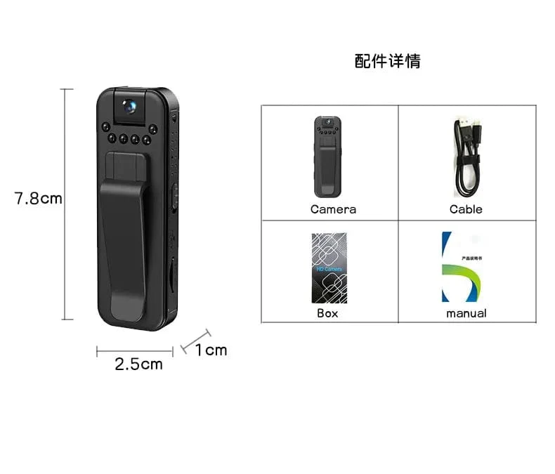 JOZUZE MD13 HD 1080P Minikamera Tragbarer kleiner digitaler Videorecorder Polizei BodyCam Infrarot-Nachtsicht-Miniatur-Camcorder