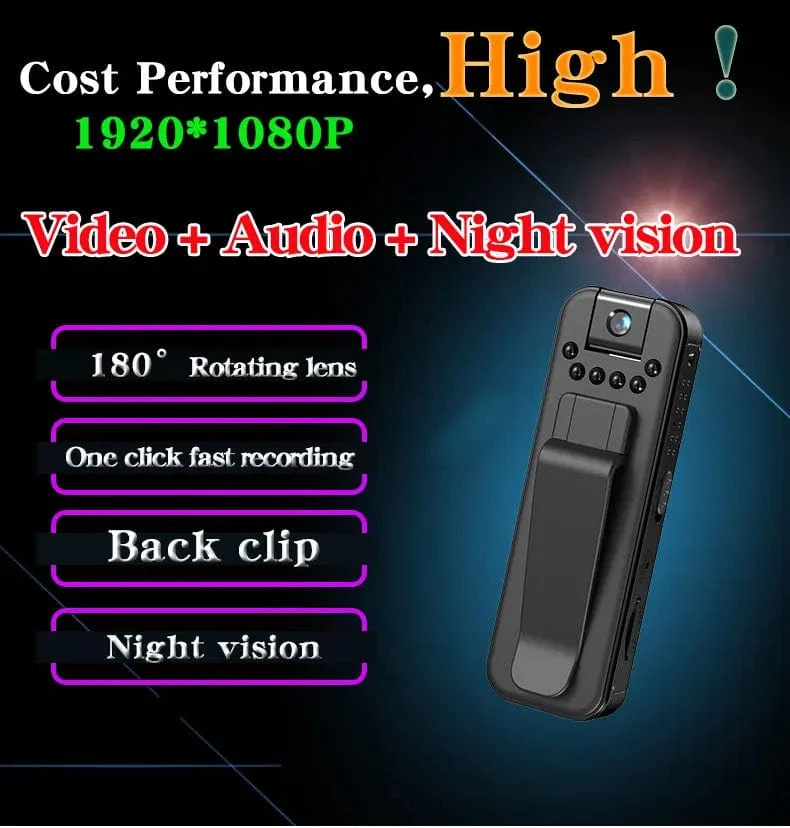 JOZUZE MD13 HD 1080P Minikamera Tragbarer kleiner digitaler Videorecorder Polizei BodyCam Infrarot-Nachtsicht-Miniatur-Camcorder