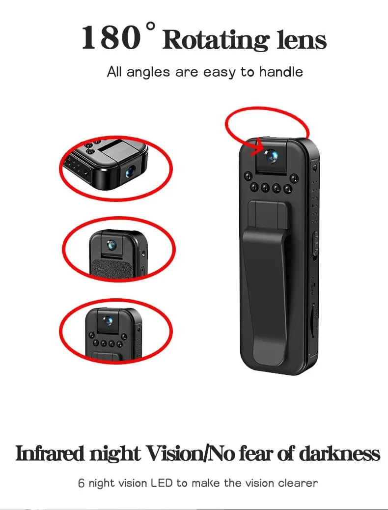 JOZUZE MD13 HD 1080P Minikamera Tragbarer kleiner digitaler Videorecorder Polizei BodyCam Infrarot-Nachtsicht-Miniatur-Camcorder