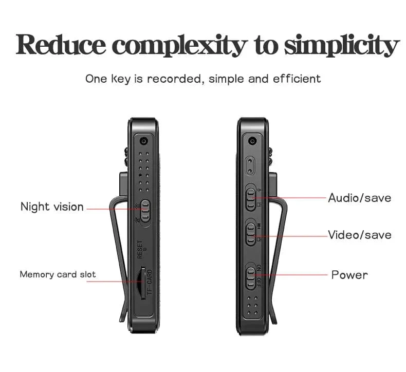JOZUZE MD13 HD 1080P Minikamera Tragbarer kleiner digitaler Videorecorder Polizei BodyCam Infrarot-Nachtsicht-Miniatur-Camcorder