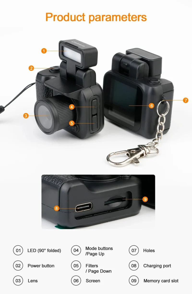 HD1080P Minikamera Tragbare Taschenkamera mit LCD-Bildschirm Digitalkamera mit Blitzlicht Videorecorder Kleiner Camcorder für Studenten