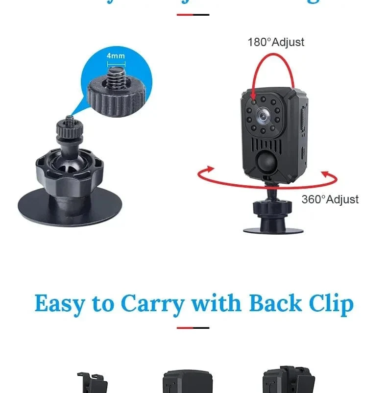 MD31 Mini-Körperkamera 1080P Full HD Sicherheitstasche Nachtsicht Bewegungserkennung Kleiner Camcorder Autos Standby PIR Videorecorder