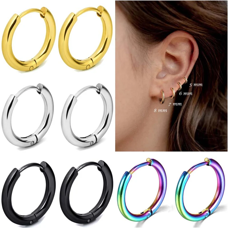 1 paar Edelstahl Creolen Frauen Männer Gold Farbe Kleine Ohrringe Mädchen Schmuck Pendientes Mujer Aretes Knorpel Piercing