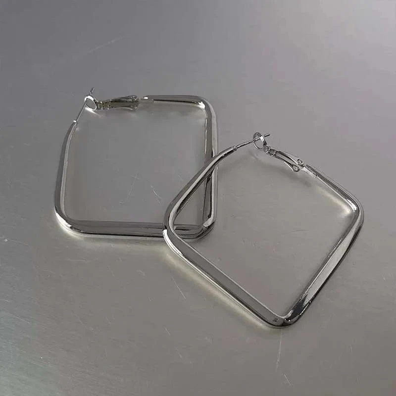 2023 mode Gold Farbe Großen Platz Hoop Ohrringe Für Frauen Übertrieben Metall Geometrische Unregelmäßigen Kreis Ohrringe Schmuck