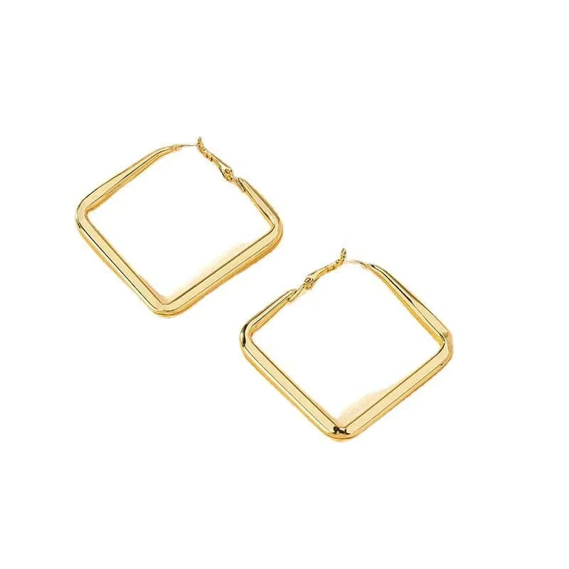 2023 mode Gold Farbe Großen Platz Hoop Ohrringe Für Frauen Übertrieben Metall Geometrische Unregelmäßigen Kreis Ohrringe Schmuck