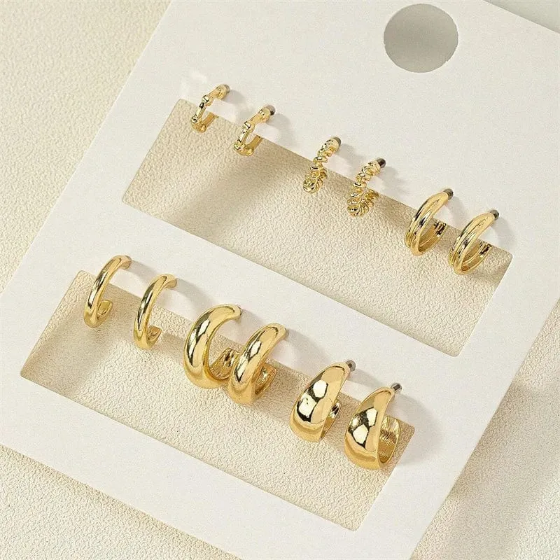 Gold Farbe Vintage Kreis Hoop Ohrringe für Frauen Mädchen Einfache Mode Geometrische Tropfen Ohrring Set Neue Trendy Schmuck Party Geschenke