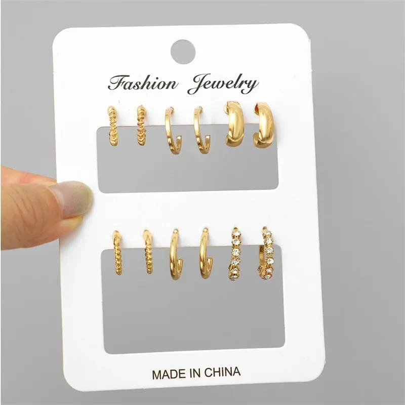 Gold Farbe Vintage Kreis Hoop Ohrringe für Frauen Mädchen Einfache Mode Geometrische Tropfen Ohrring Set Neue Trendy Schmuck Party Geschenke