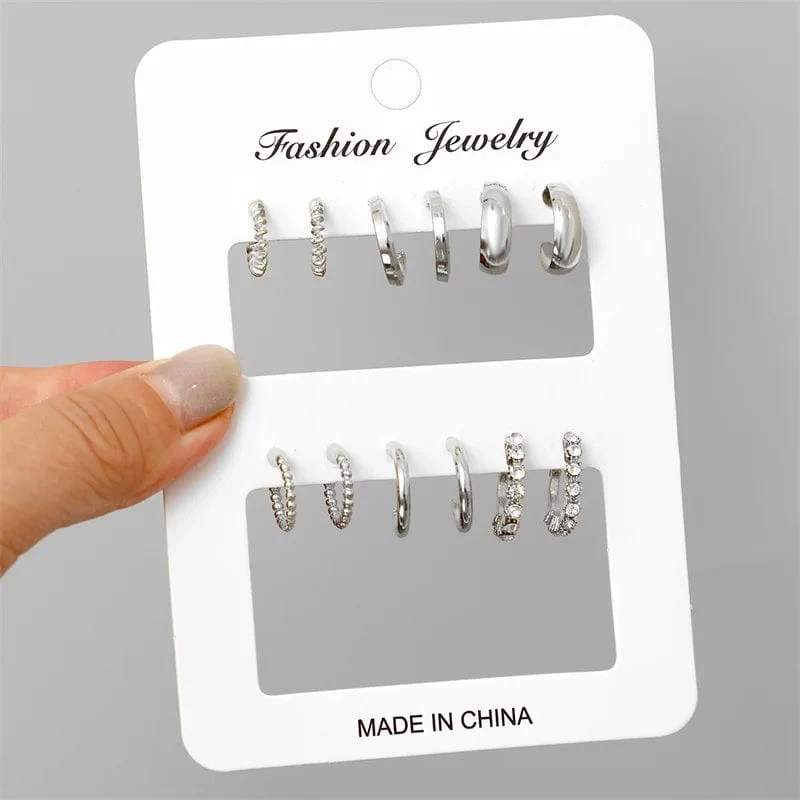 Gold Farbe Vintage Kreis Hoop Ohrringe für Frauen Mädchen Einfache Mode Geometrische Tropfen Ohrring Set Neue Trendy Schmuck Party Geschenke
