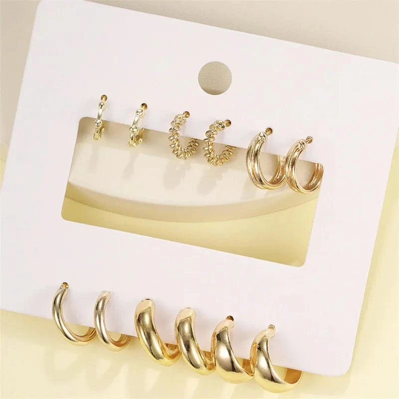 Gold Farbe Vintage Kreis Hoop Ohrringe für Frauen Mädchen Einfache Mode Geometrische Tropfen Ohrring Set Neue Trendy Schmuck Party Geschenke