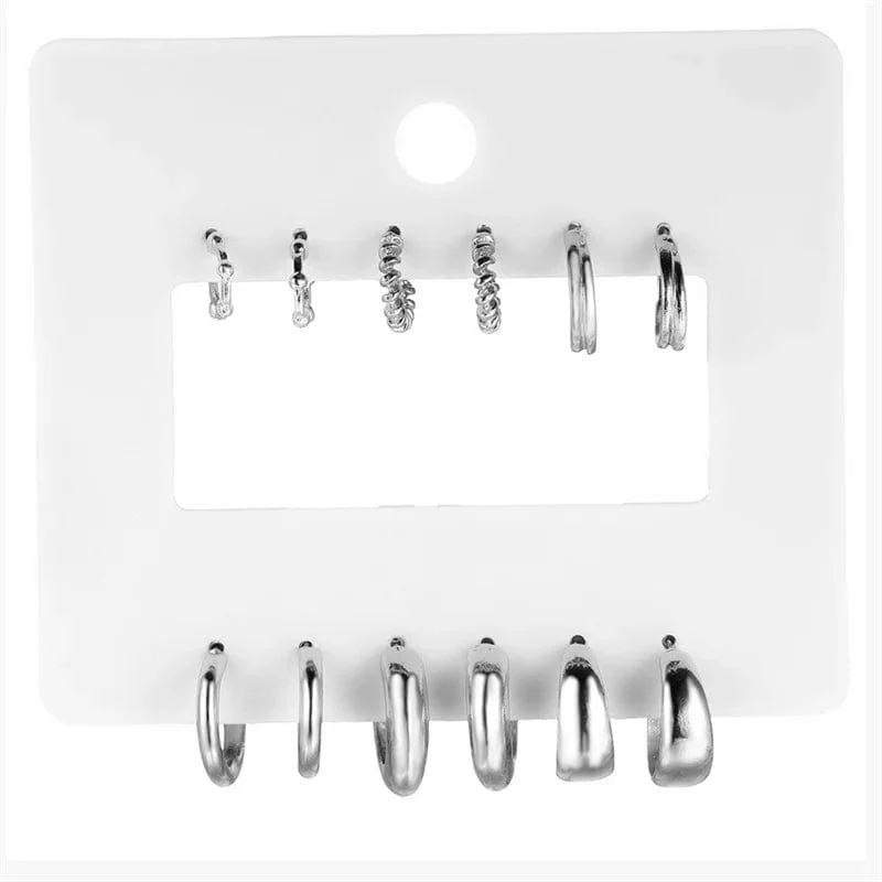 Gold Farbe Vintage Kreis Hoop Ohrringe für Frauen Mädchen Einfache Mode Geometrische Tropfen Ohrring Set Neue Trendy Schmuck Party Geschenke