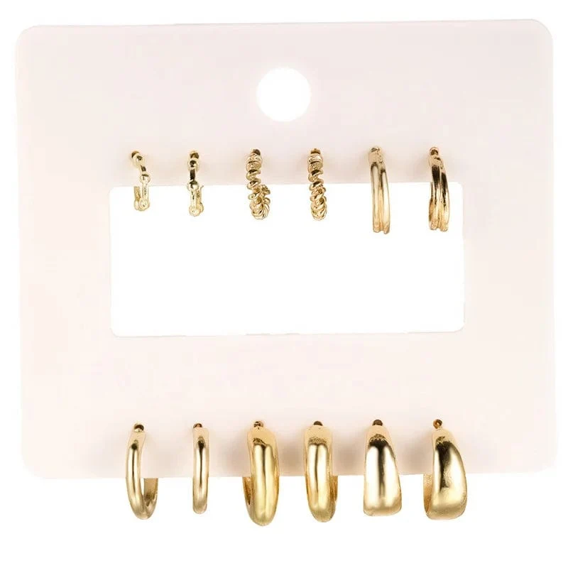 Gold Farbe Vintage Kreis Hoop Ohrringe für Frauen Mädchen Einfache Mode Geometrische Tropfen Ohrring Set Neue Trendy Schmuck Party Geschenke