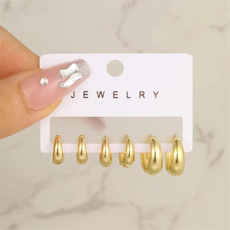 Gold Farbe Vintage Kreis Hoop Ohrringe für Frauen Mädchen Einfache Mode Geometrische Tropfen Ohrring Set Neue Trendy Schmuck Party Geschenke